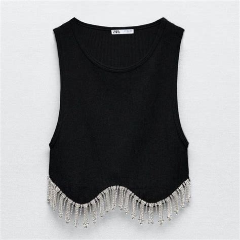 zara crop top|zara crop top with rhinestones.